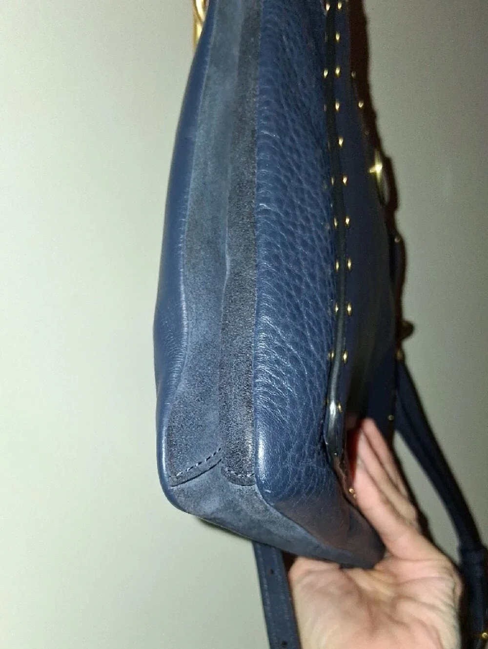 Coach Dreamer Navy Leather Shoulder Bag with Gold Hardware & Crossbody Strap
